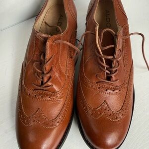 ALDO Men’s Tan Leather Wingtip Derby Shoes